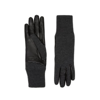 Gants en laine mérinos et cuir d'agneau doublés - Black