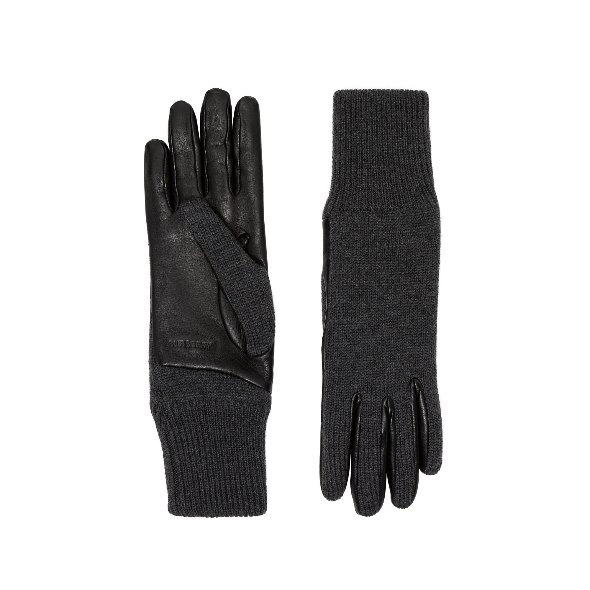 Gants en laine mérinos et cuir d'agneau doublés - Black