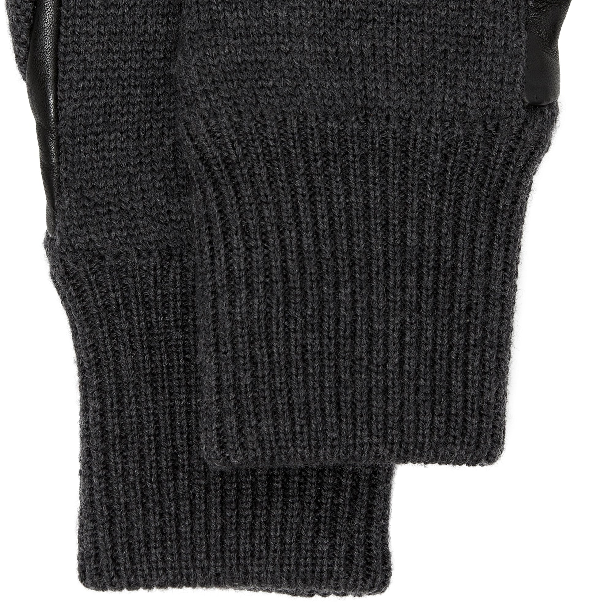 Gants en laine mérinos et cuir d'agneau doublés - Black