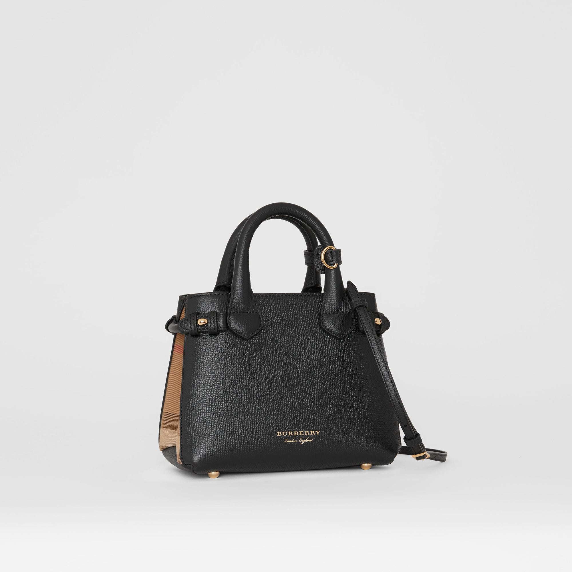 Sac The Baby Banner à motif House check en cuir - Black