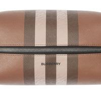 Pochette de voyage en tissu check et cuir - Dark Birch Brown