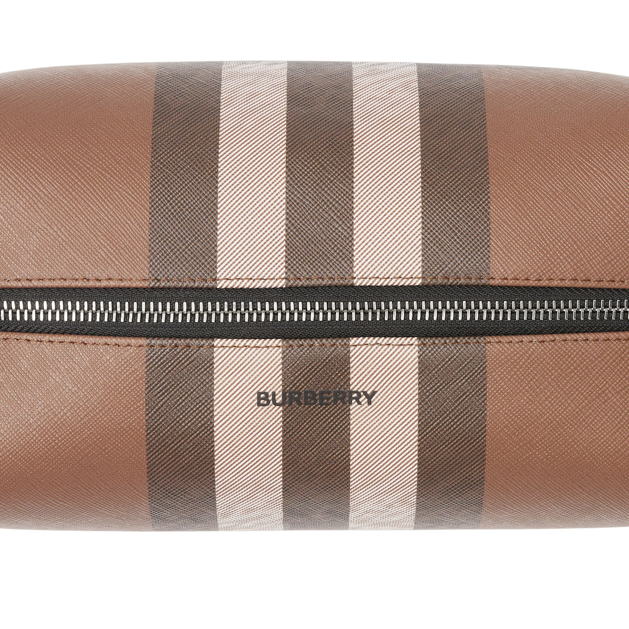 Pochette de voyage en tissu check et cuir - Dark Birch Brown