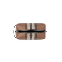 Pochette de voyage en tissu check et cuir - Dark Birch Brown