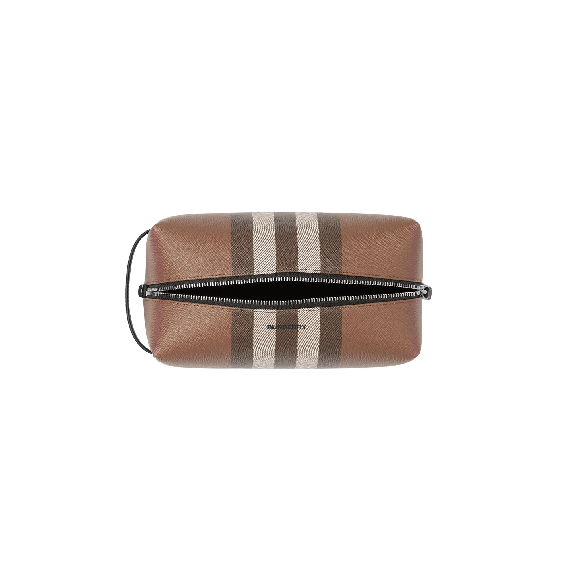 Pochette de voyage en tissu check et cuir - Dark Birch Brown