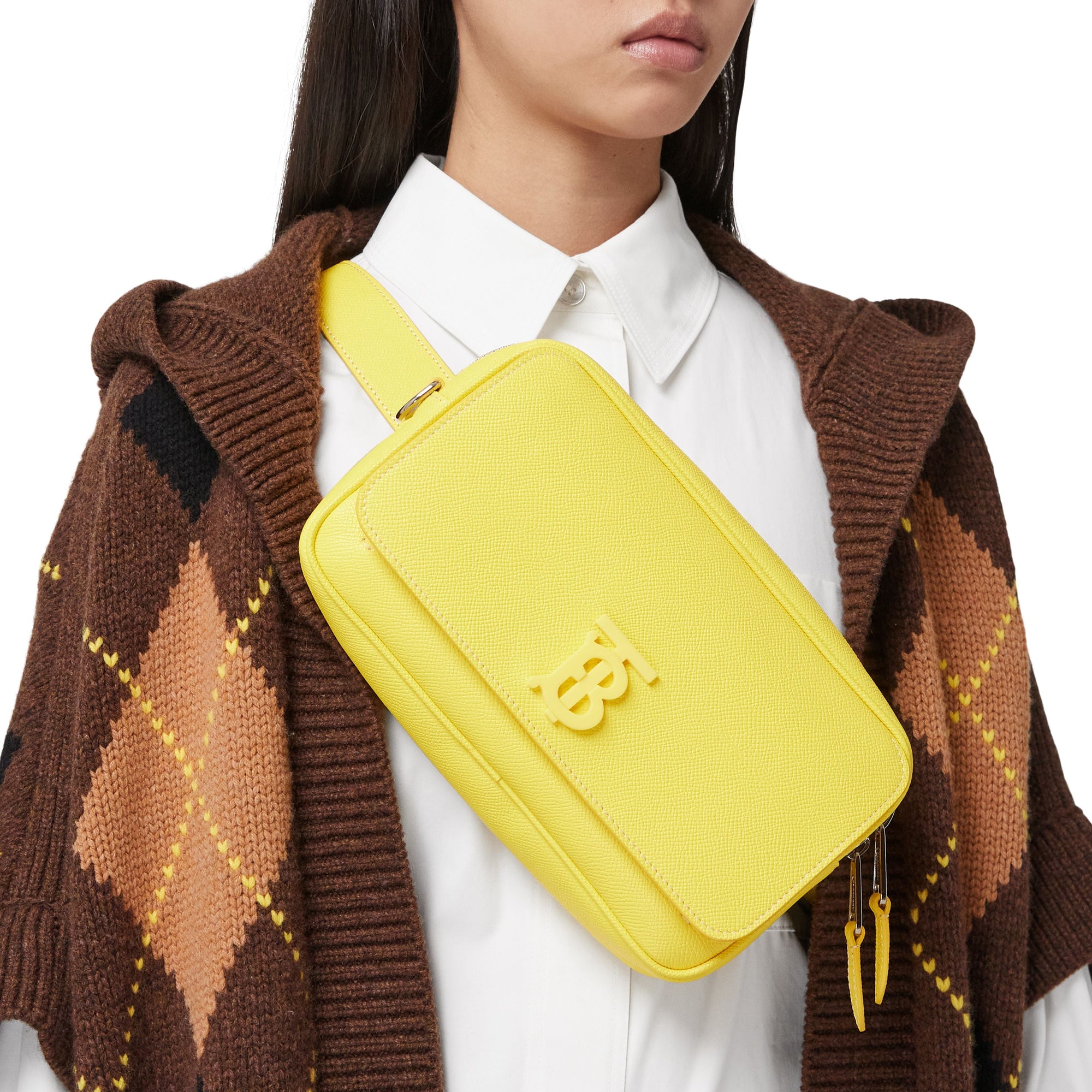 Sac banane en cuir grainé Monogram - Marigold Yellow