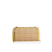 Petit sac Lola matelassé en cuir d'agneau tricolore - Camel & Yellow