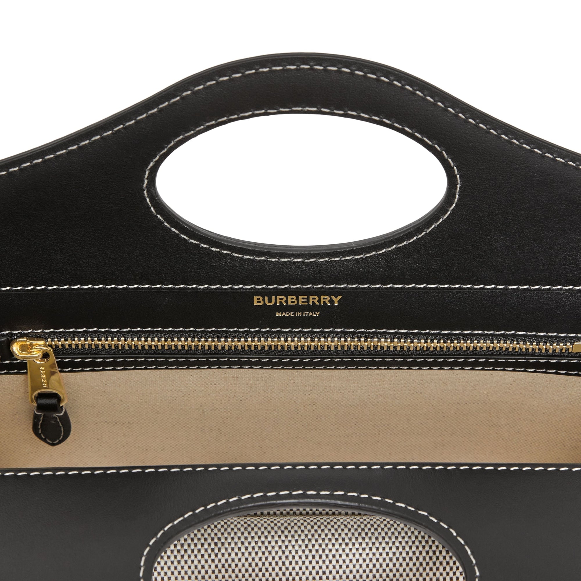 Mini sac Pocket en toile et cuir bicolore - Black & Fieryred