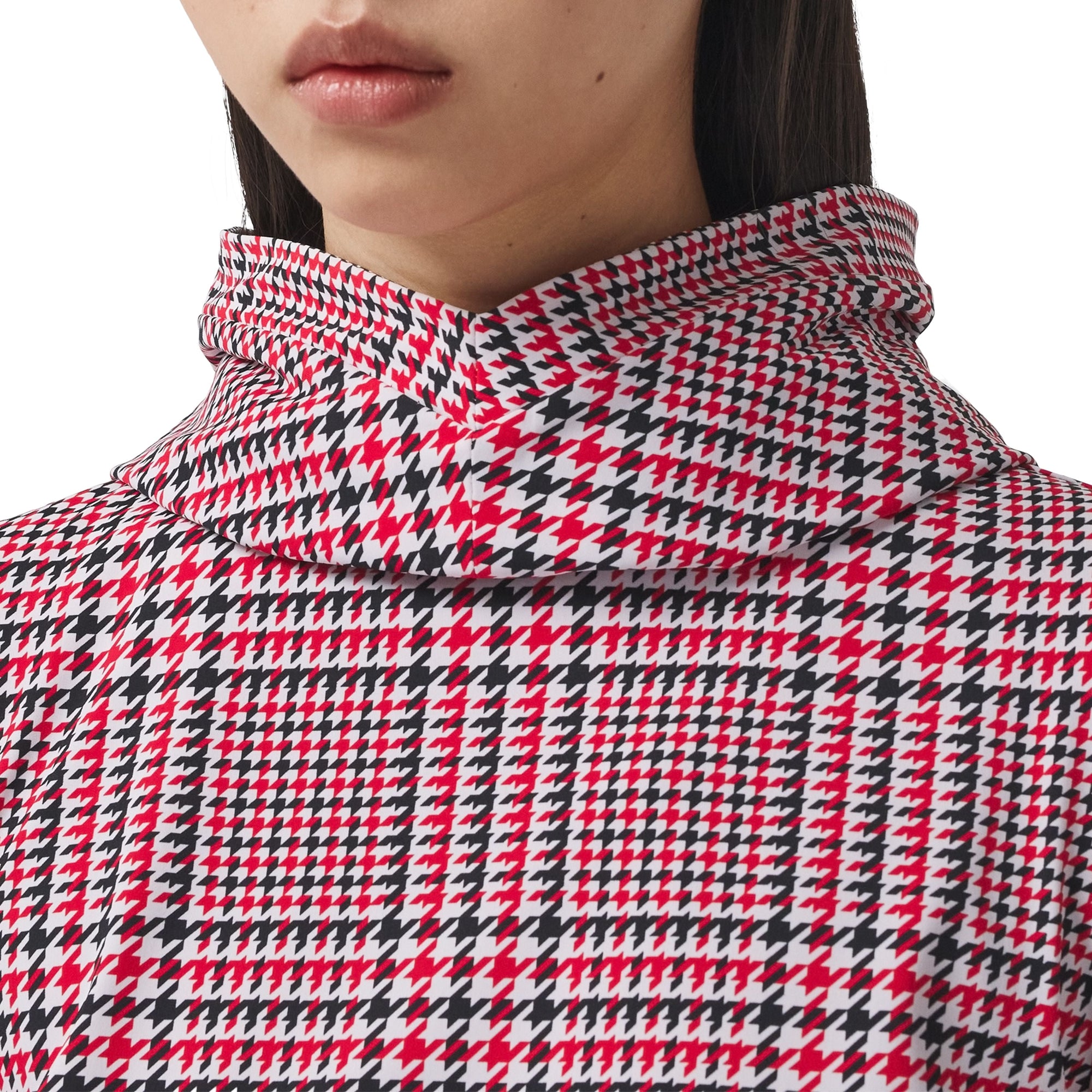 Haut à capuche en jersey stretch Check pied-de-poule - Bright Red