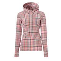 Haut à capuche en jersey stretch Check pied-de-poule - Bright Red