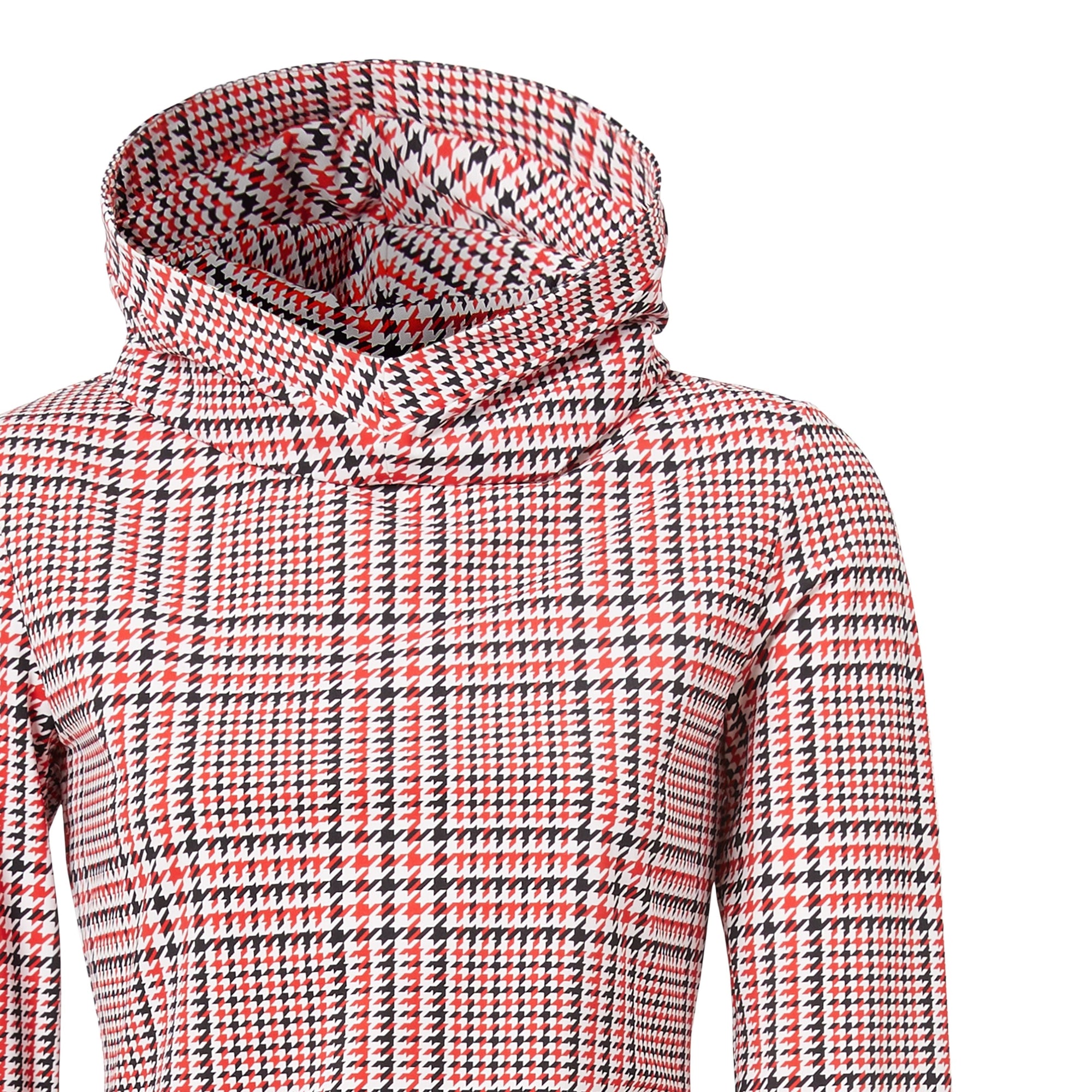 Haut à capuche en jersey stretch Check pied-de-poule - Bright Red