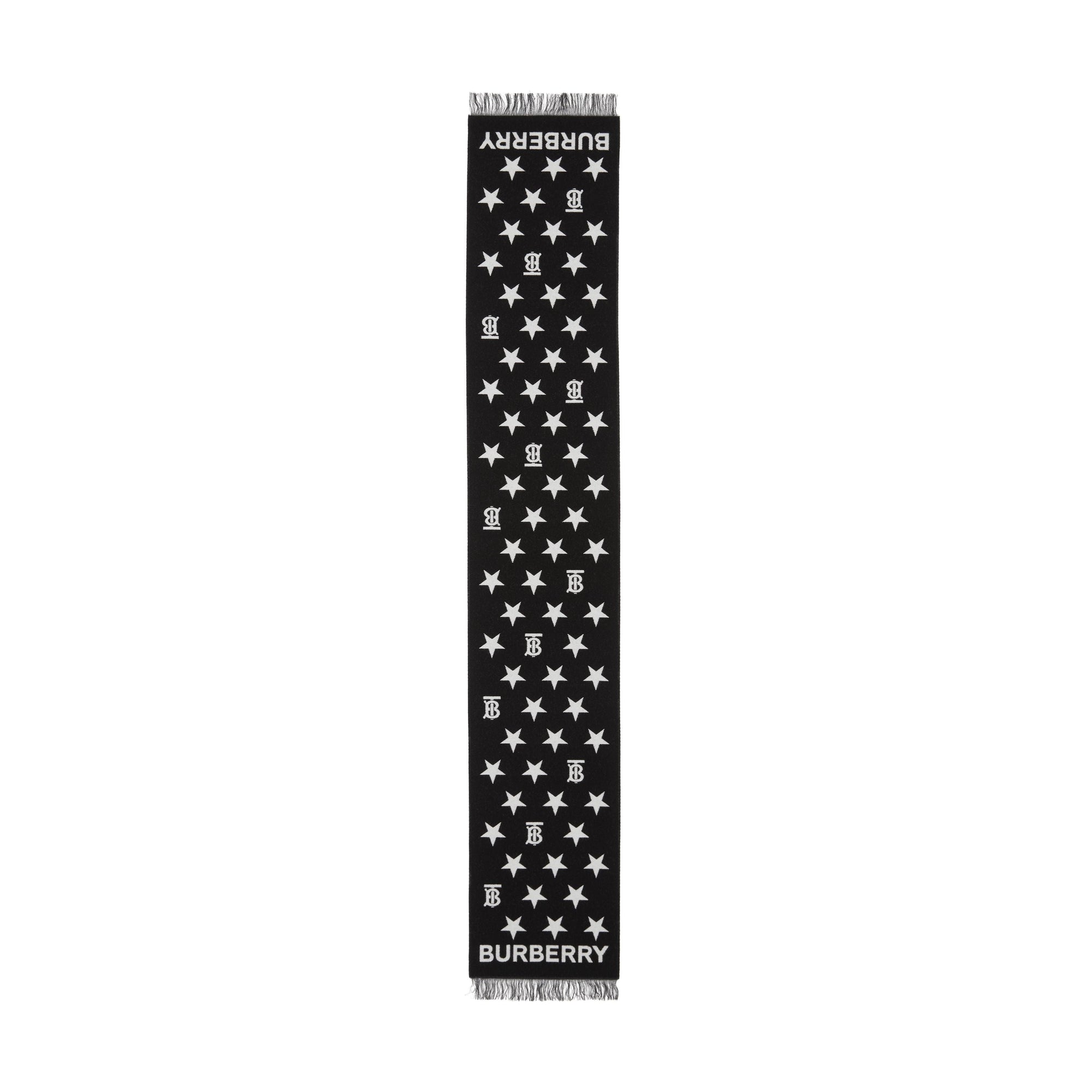 Écharpe en jacquard de laine et coton à motifs étoilé - Black