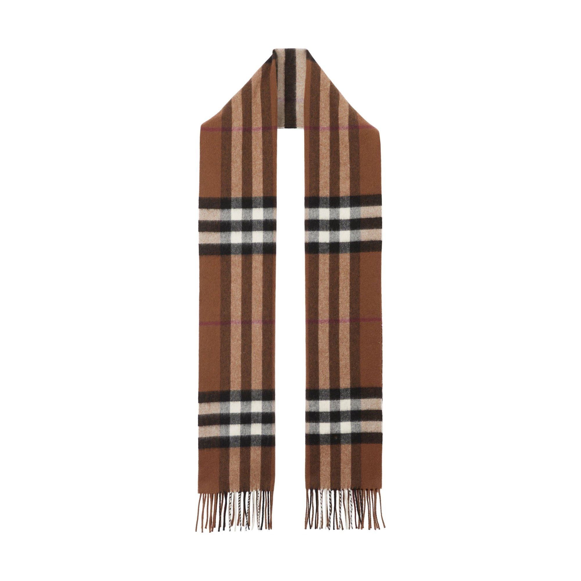 Écharpe en cachemire à motif check - Birch Brown