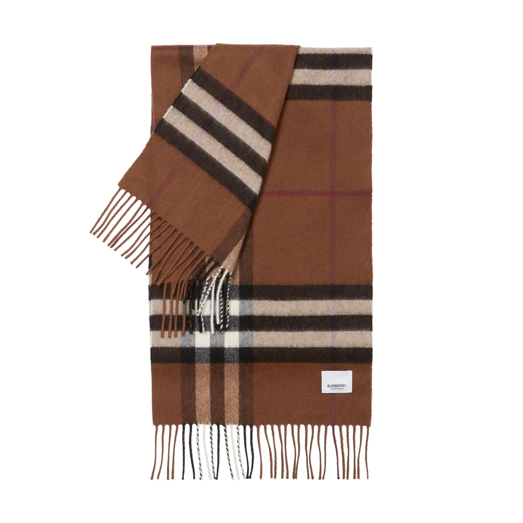 Écharpe en cachemire à motif check - Birch Brown