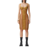 Robe corset en coton technique matelassé - Camel