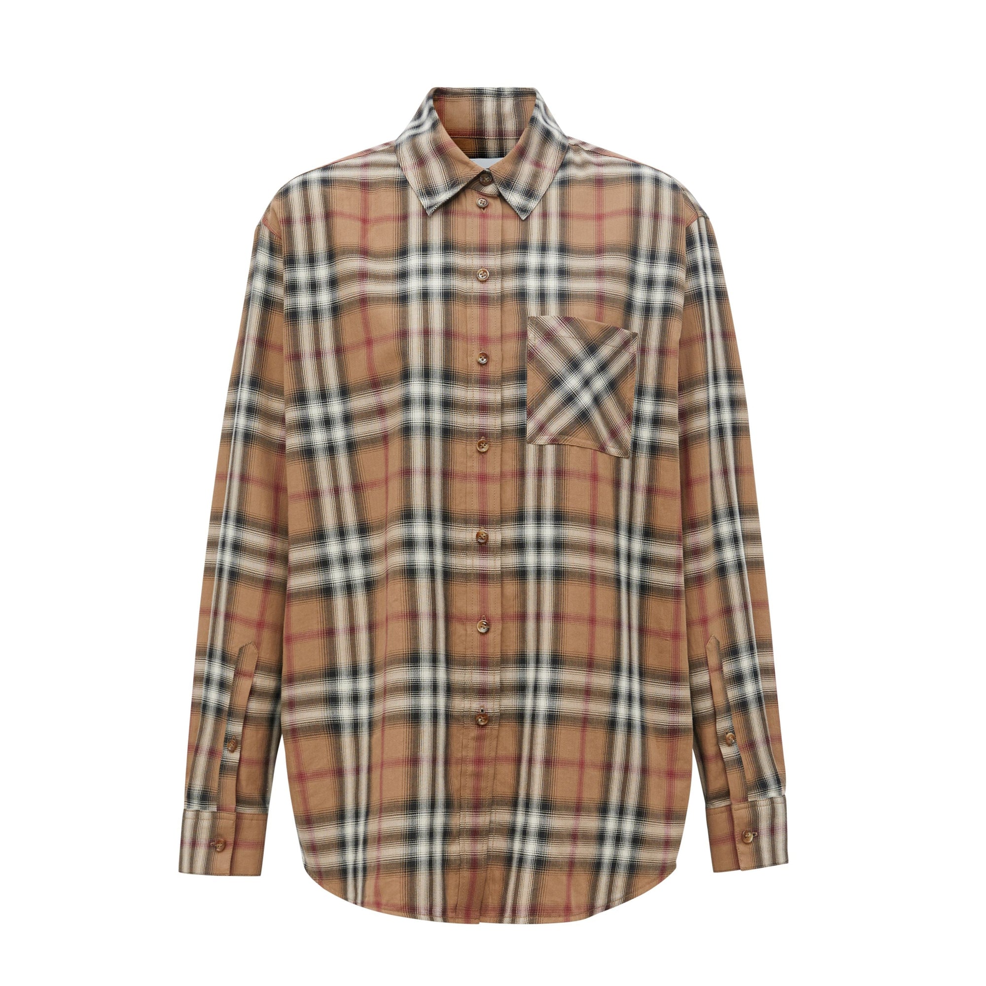 Chemise oversize en sergé de coton Check ombré - Birch Brown Check