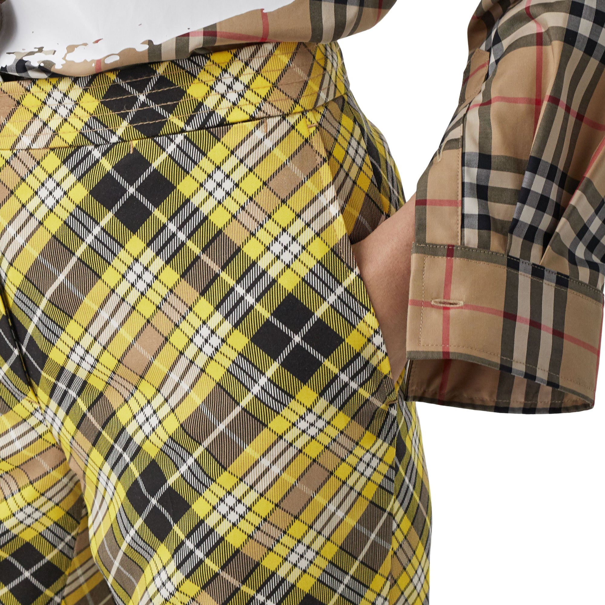 Pantalon tailleur 7/8 en laine technique Check - Marigold Yellow Check