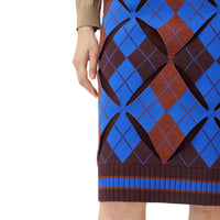 Jupe en jacquard de laine technique argyle avec découpes - Bright Blue