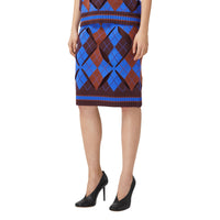 Jupe en jacquard de laine technique argyle avec découpes - Bright Blue