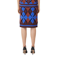 Jupe en jacquard de laine technique argyle avec découpes - Bright Blue