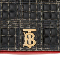 Petit sac Lola matelassé en cuir d'agneau tricolore - Black & Red & Camel