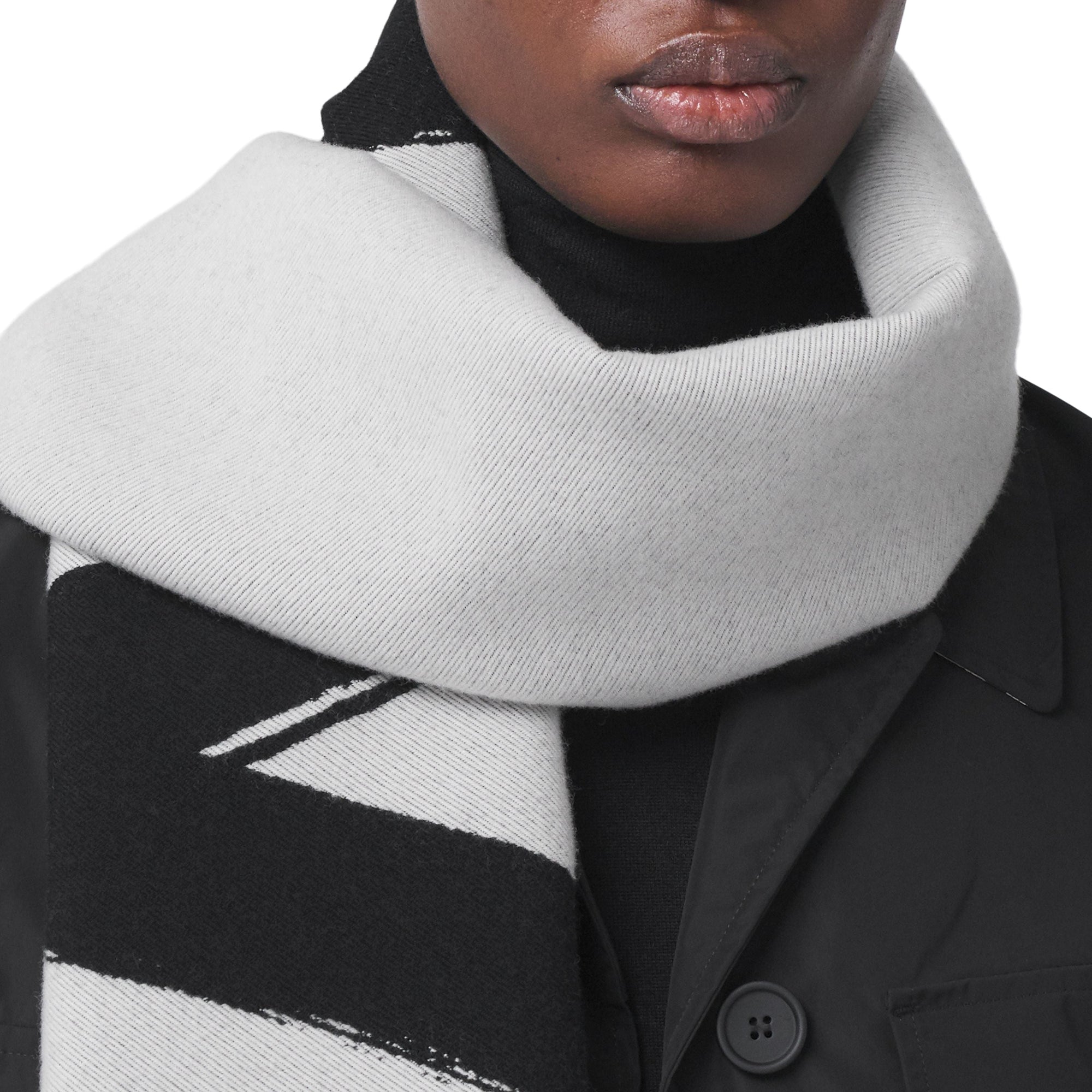 Écharpe en laine et soie à logo et motif Love - Black