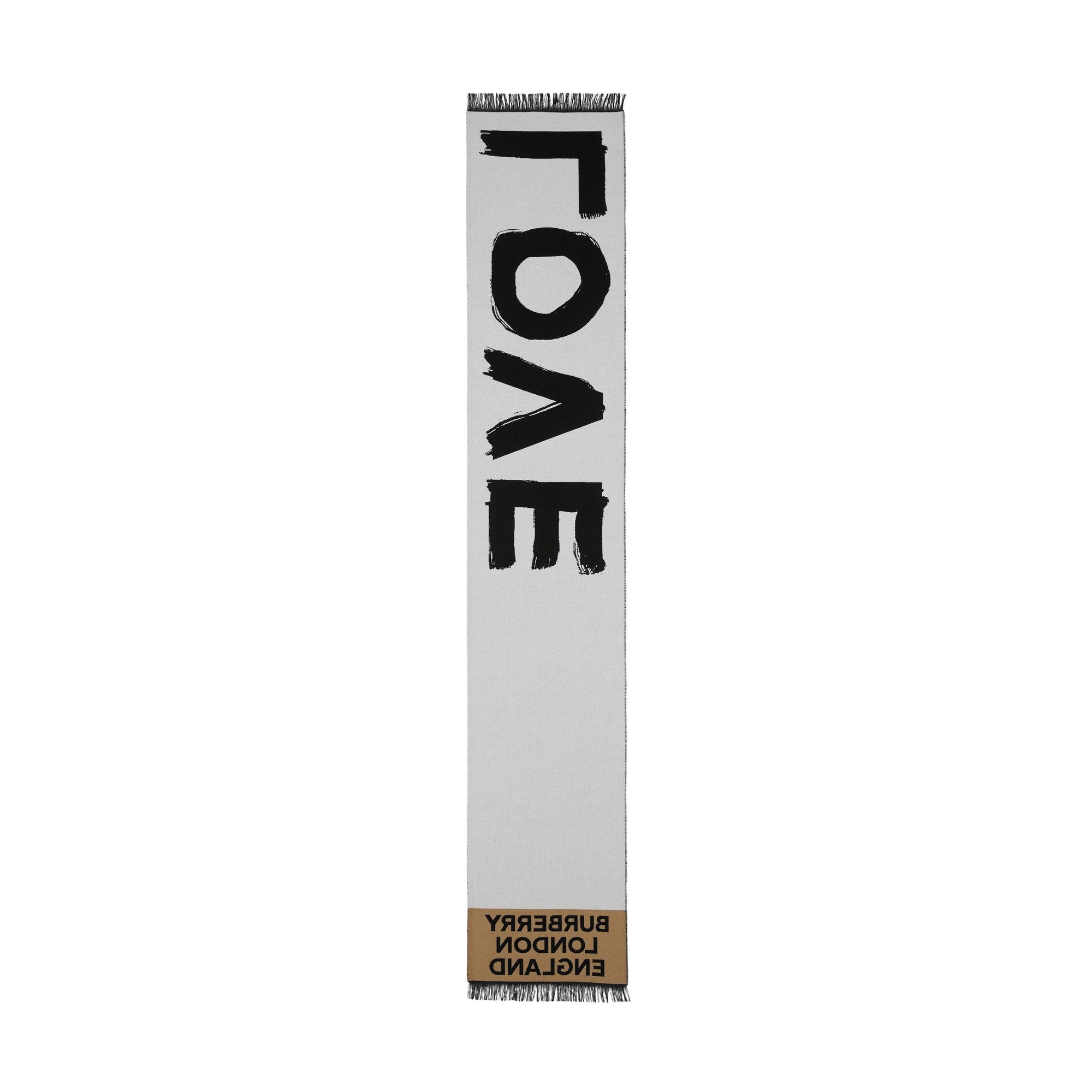 Écharpe en laine et soie à logo et motif Love - Black
