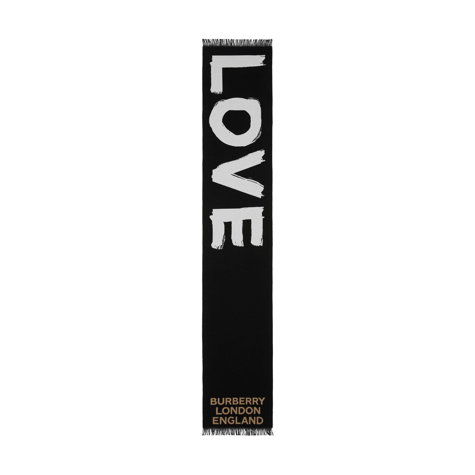 Écharpe en laine et soie à logo et motif Love - Black