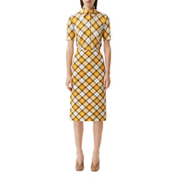 Jupe crayon en jersey stretch Check - Citrus Orange