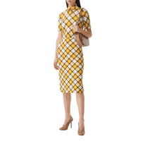 Jupe crayon en jersey stretch Check - Citrus Orange