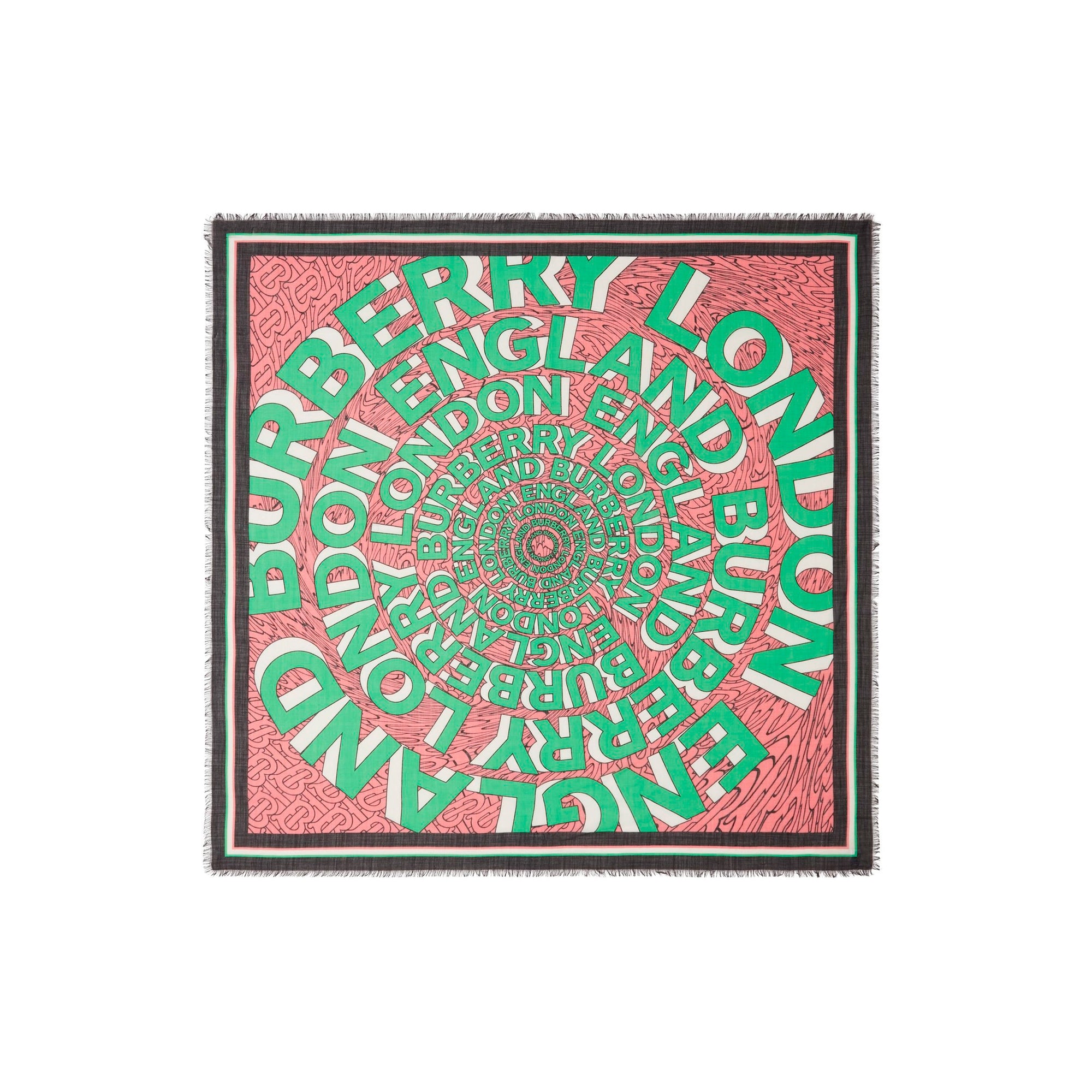 Grand carré de soie et laine à logo - Camelia Pink