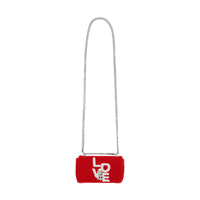 Mini sac Lola en tissu éponge avec motif Love - Red & White