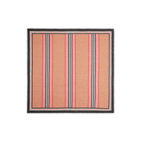 Grand carré en laine et soie monogramme à rayures - Camelia Pink