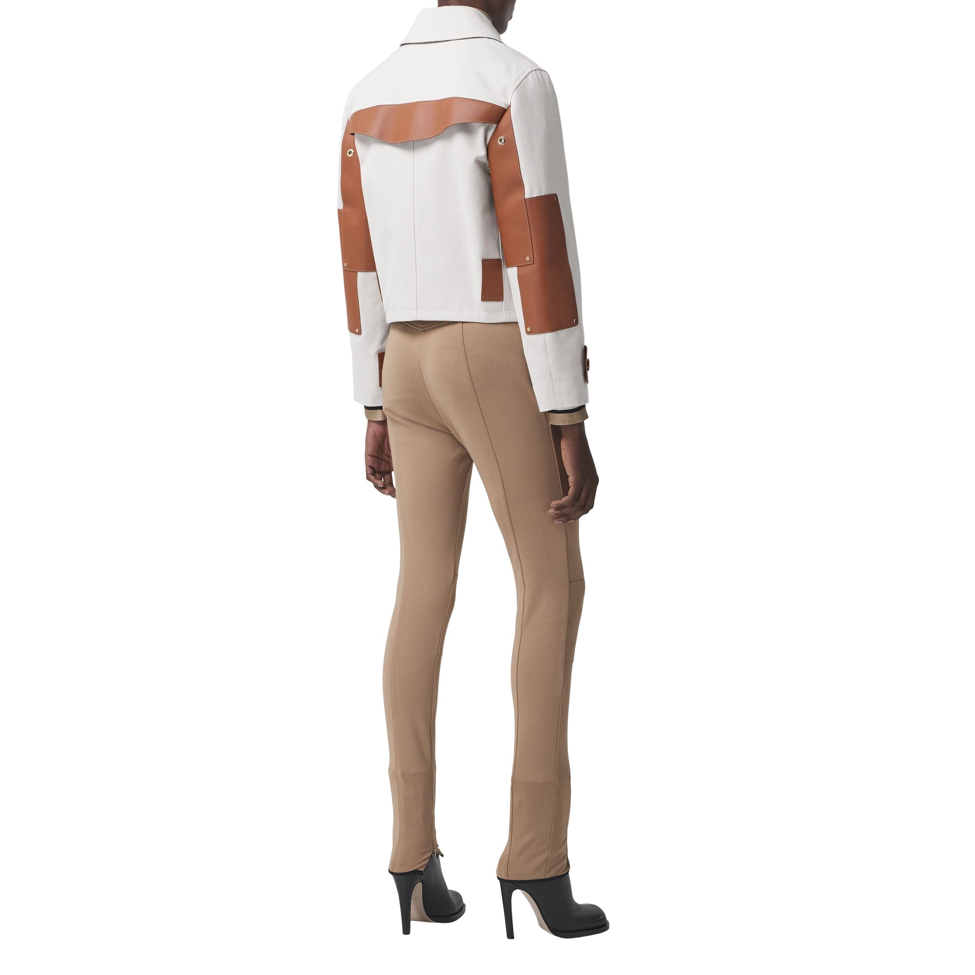 Veste en toile de coton et cuir - Natural