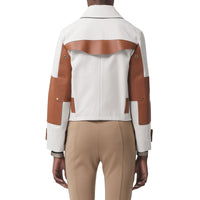 Veste en toile de coton et cuir - Natural