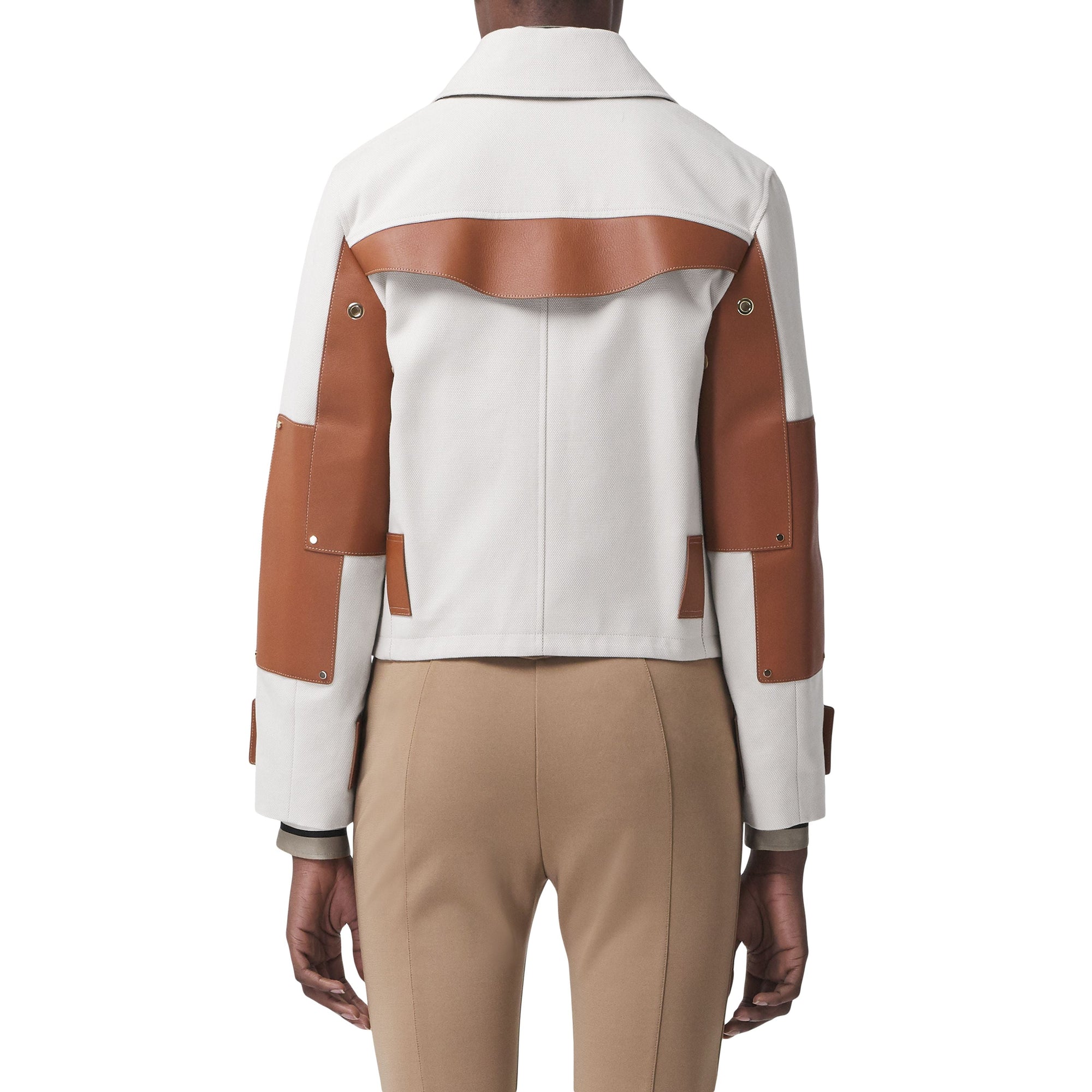 Veste en toile de coton et cuir - Natural