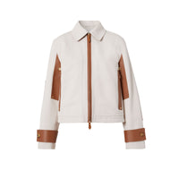 Veste en toile de coton et cuir - Natural