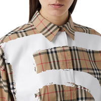 Chemise oversize en coton Vintage Check avec motif Love - Archive Beige Check