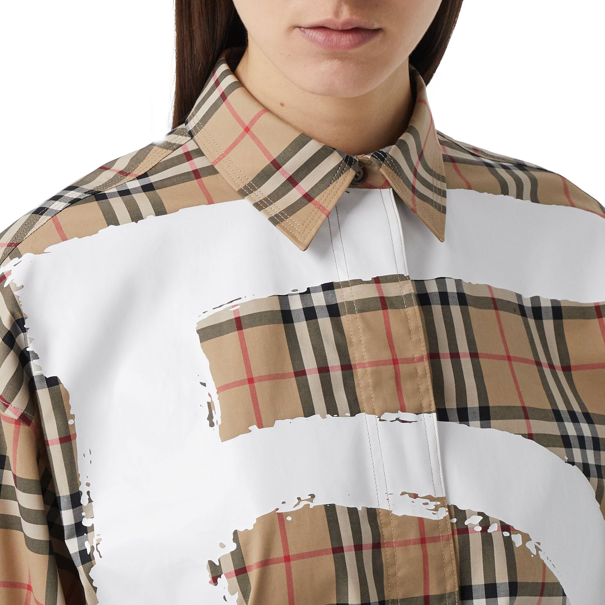 Chemise oversize en coton Vintage Check avec motif Love - Archive Beige Check