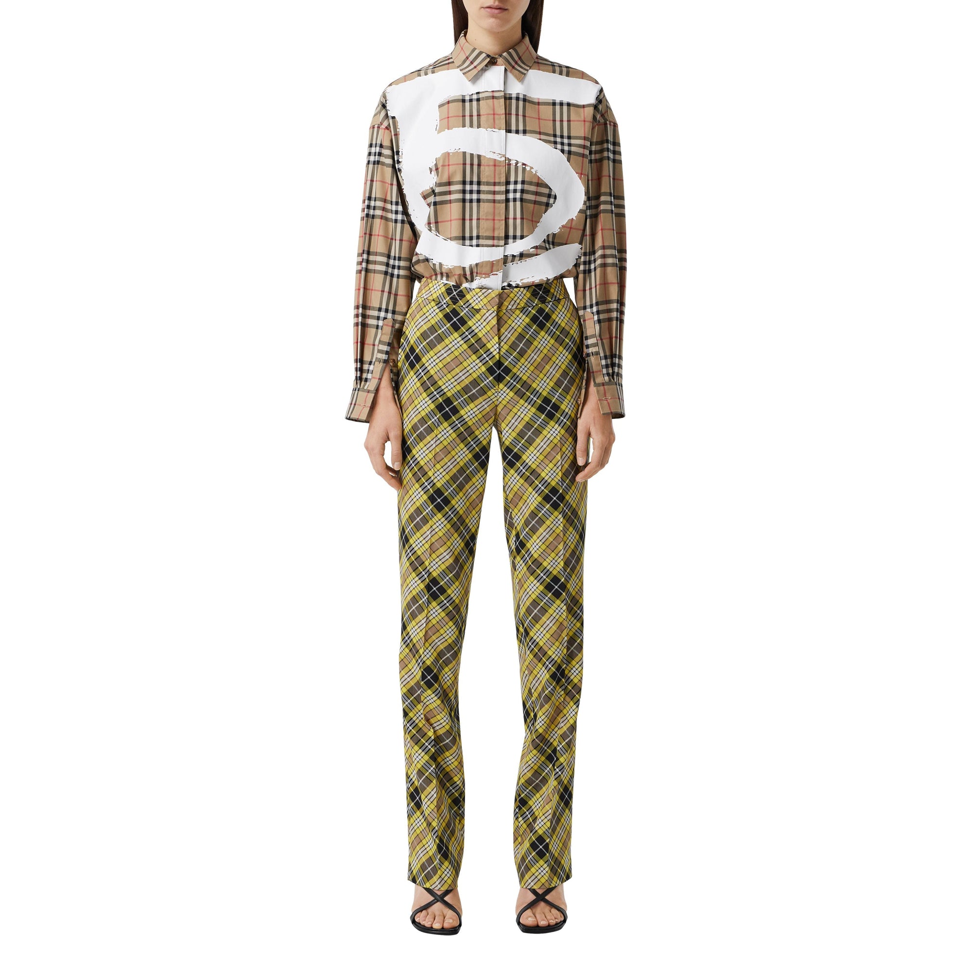 Chemise oversize en coton Vintage Check avec motif Love - Archive Beige Check