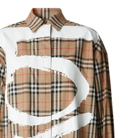 Chemise oversize en coton Vintage Check avec motif Love - Archive Beige Check
