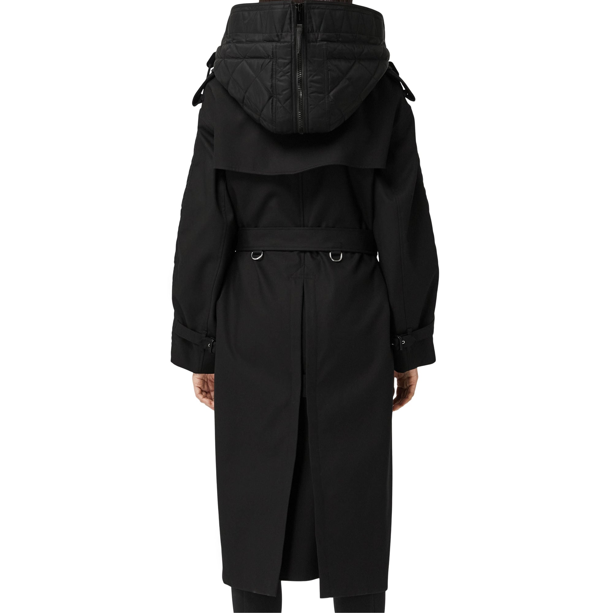 Manteau matelassé en coton avec capuche amovible - Black