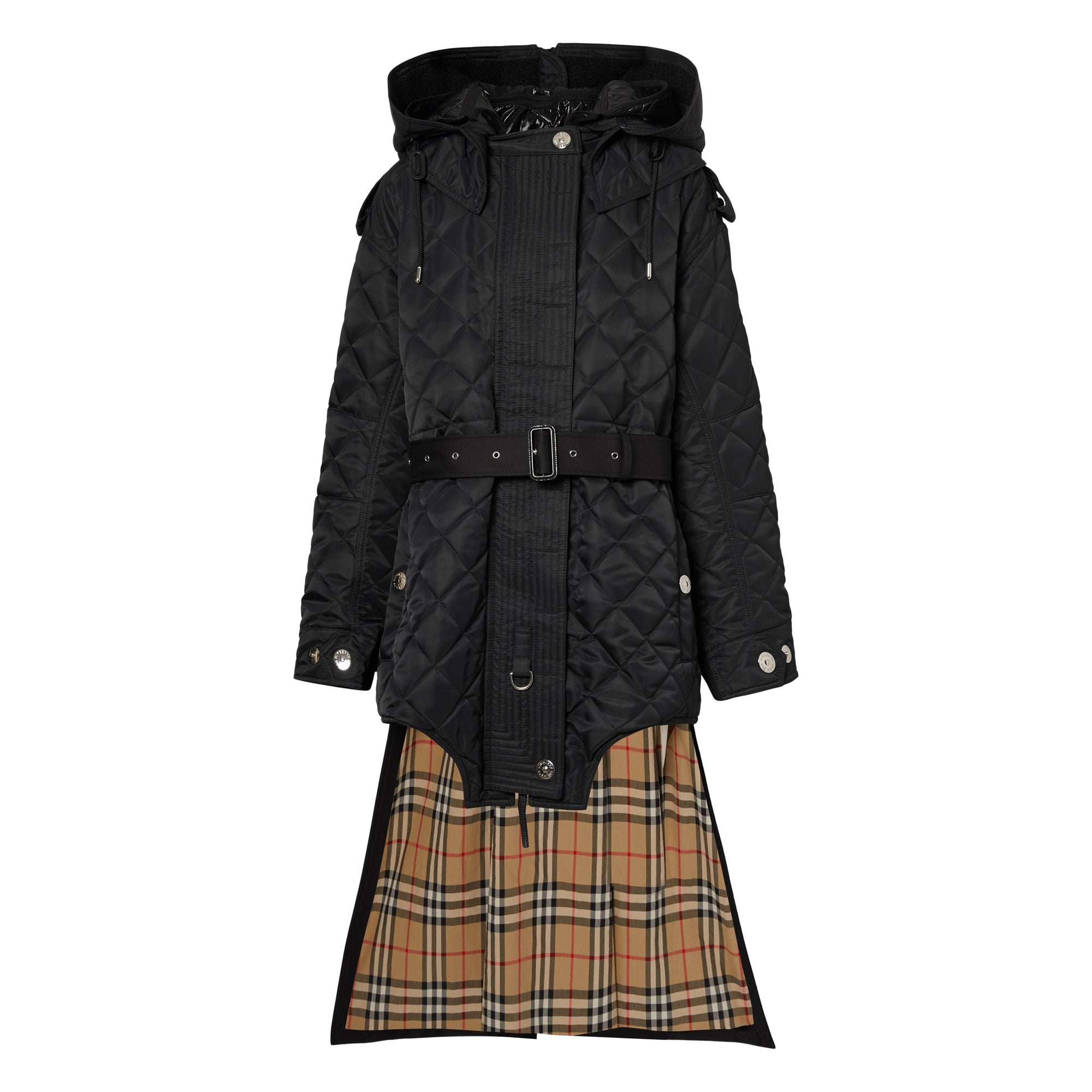 Manteau matelassé en coton avec capuche amovible - Black