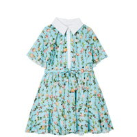 Robe à manches courtes à imprimé roses avec cape - Blue Topaz