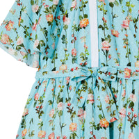 Robe à manches courtes à imprimé roses avec cape - Blue Topaz