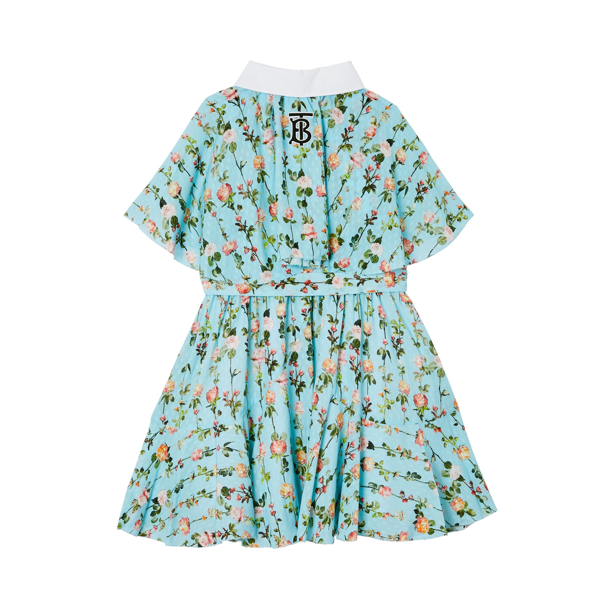 Robe à manches courtes à imprimé roses avec cape - Blue Topaz