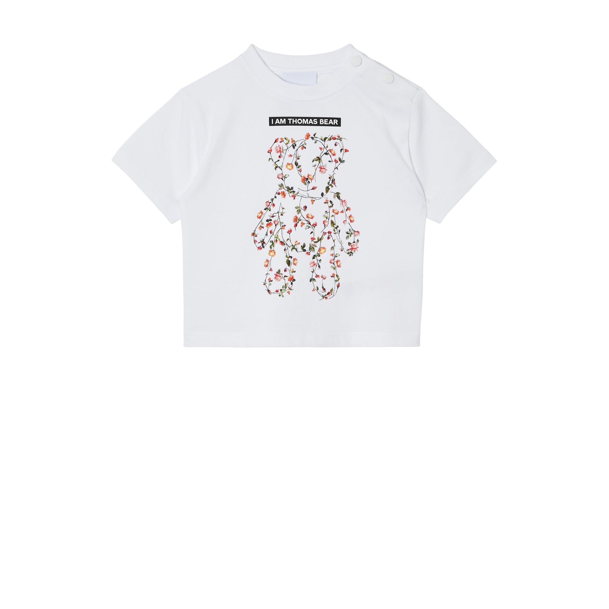 T-shirt en coton à imprimé Ourson fleurs - White