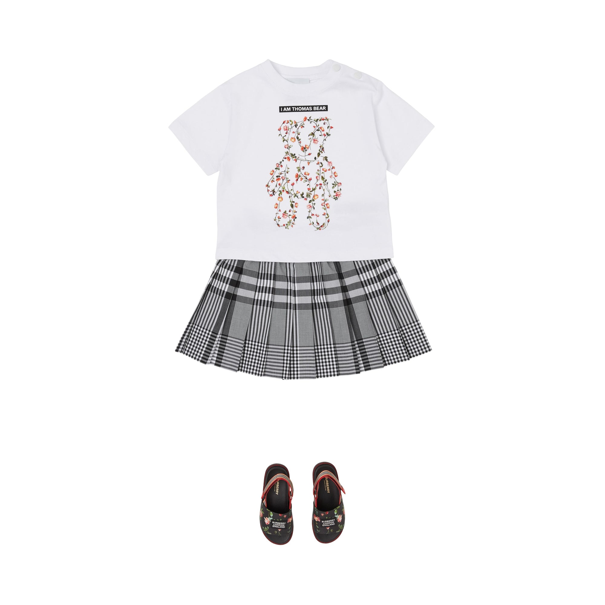 T-shirt en coton à imprimé Ourson fleurs - White