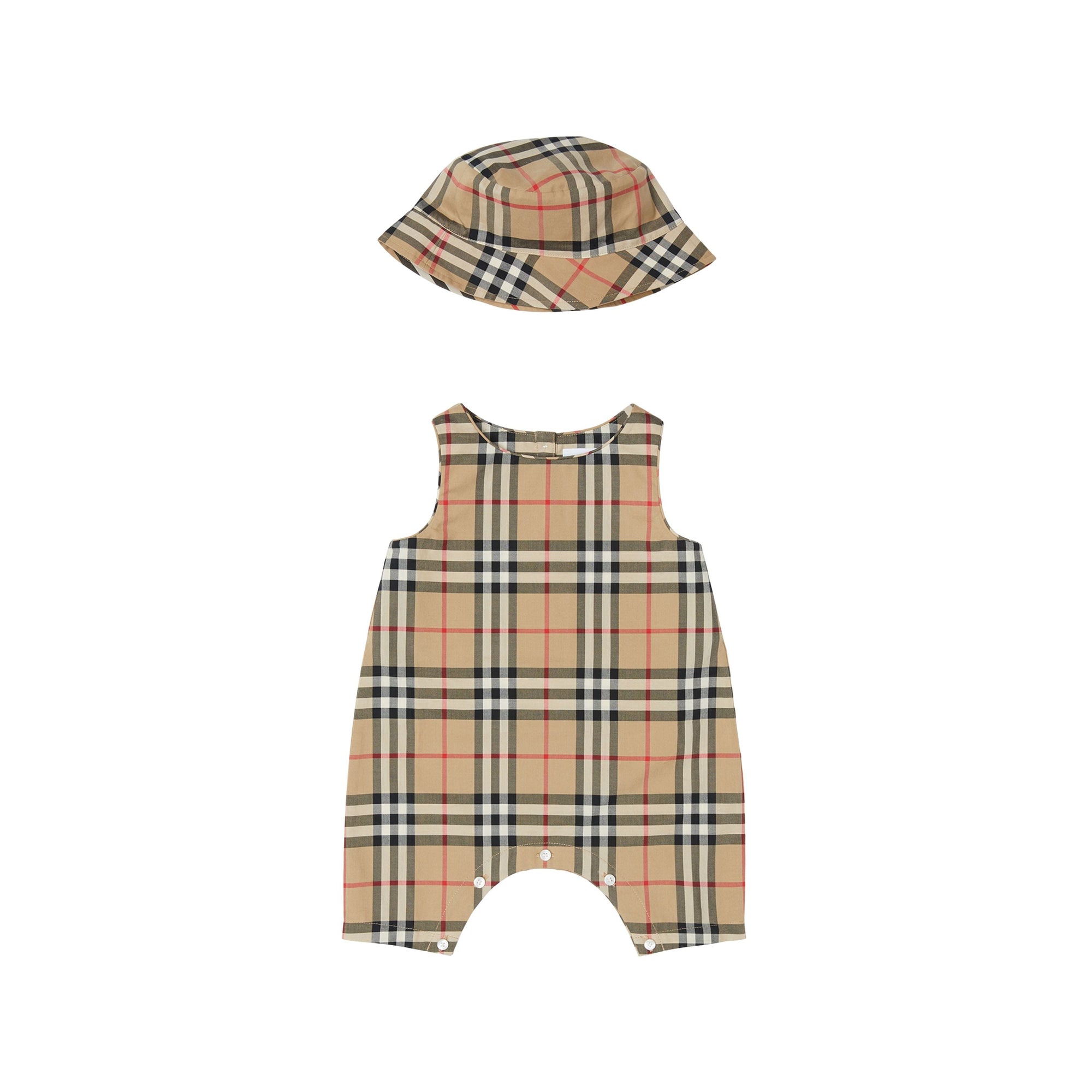 Coffret cadeau trois pièces pour bébé en coton - Archive Beige Check