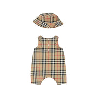 Coffret cadeau trois pièces pour bébé en coton - Archive Beige Check