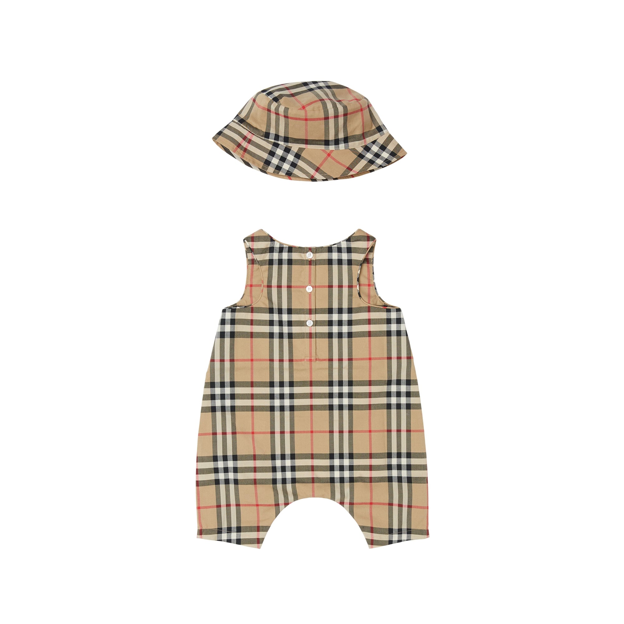 Coffret cadeau trois pièces pour bébé en coton - Archive Beige Check